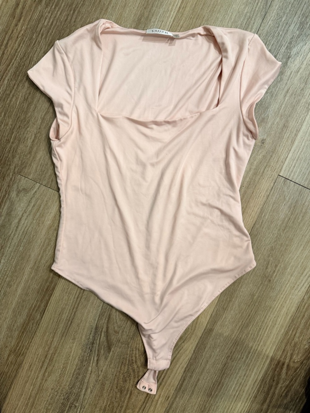 Pale Pink Square Neck Cap Sleeve Bodysuit